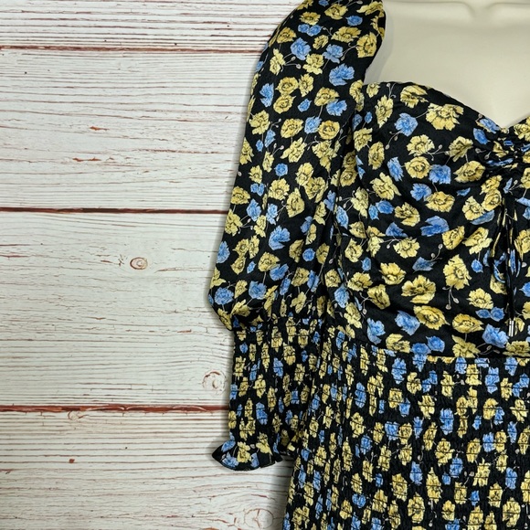 Dark Pink London Sweetheart Neck Mini Dress in Ditsy Floral Multi Sz 8 - Picture 6 of 10